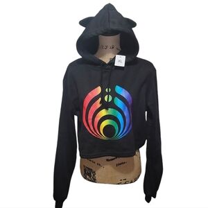 Bassnectar Cropped Hoodie XLARGE Hood Has Ears Logo POP Art LGBT Streetwear NWT